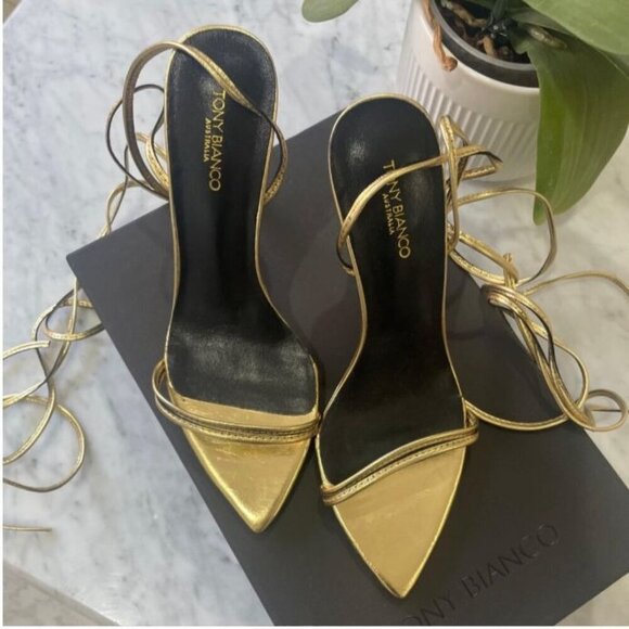 Tony Bianco Millie Sandals in Gold Foil 9 with Box Womens High Heels - Picture 14 of 15